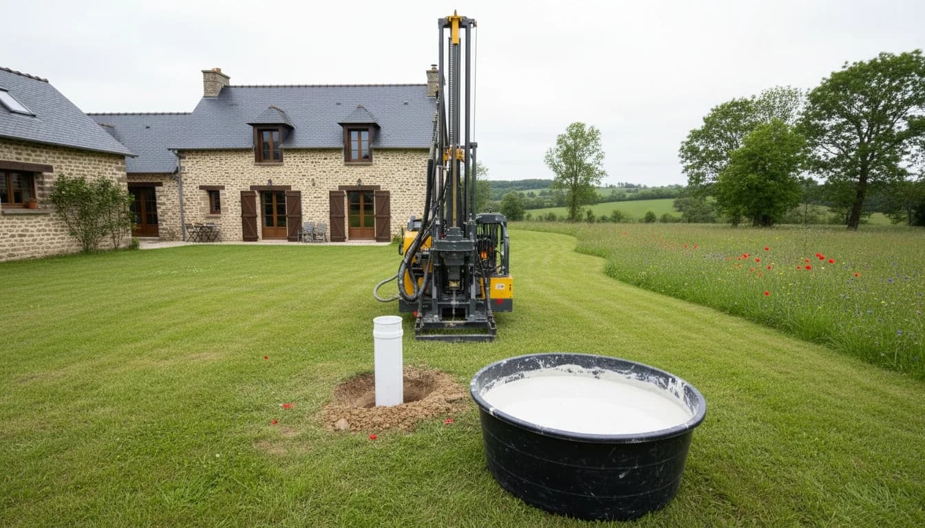 Forage d'eau chez un particulier : craie et règles